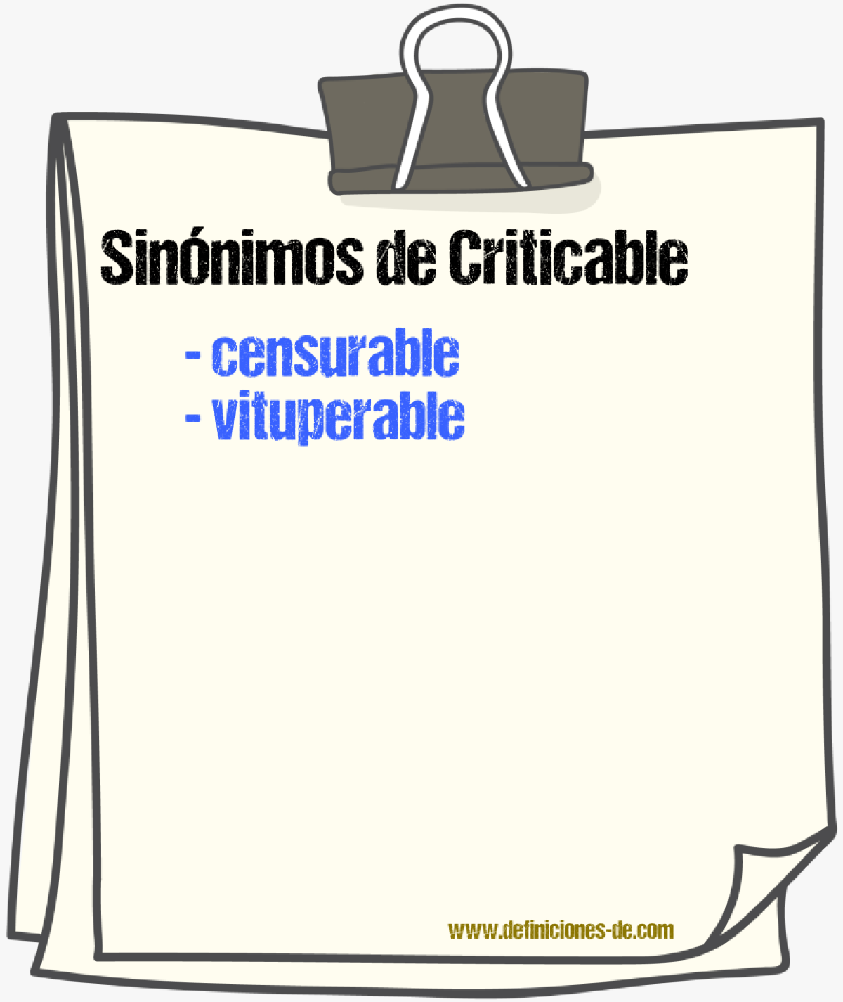 Sinnimos de criticable