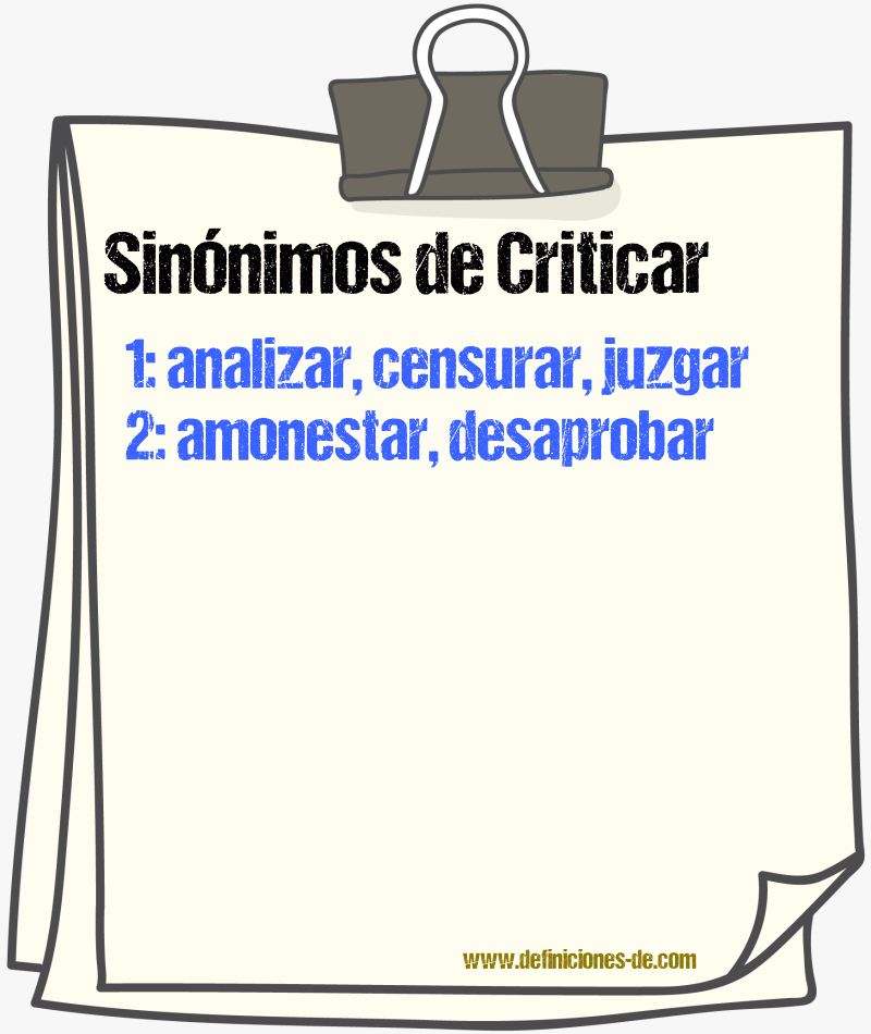 Sinónimos de criticar