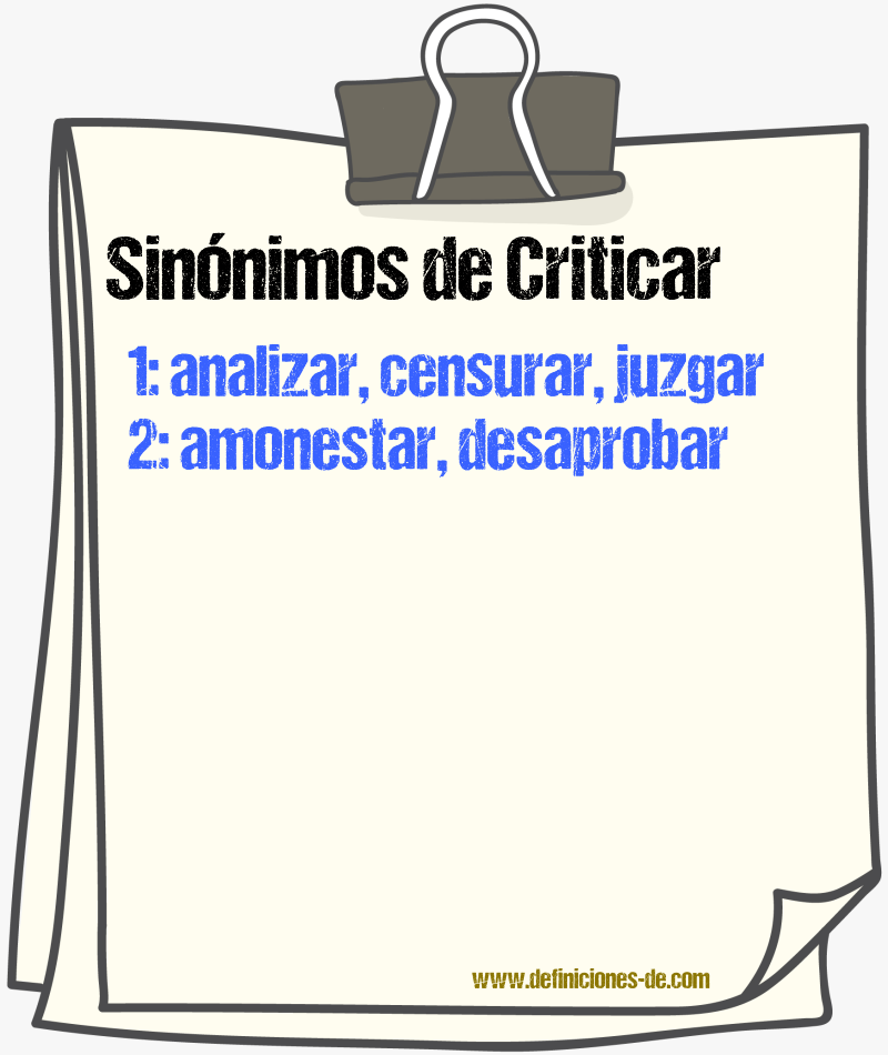 Sinnimos de criticar