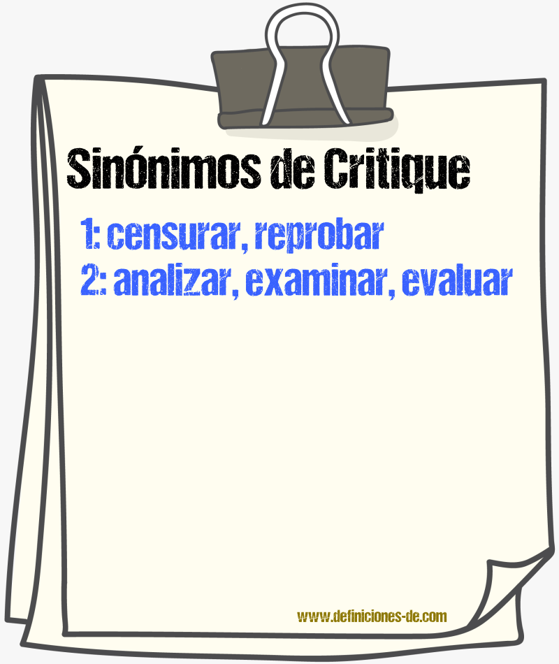 Sinónimos de critique
