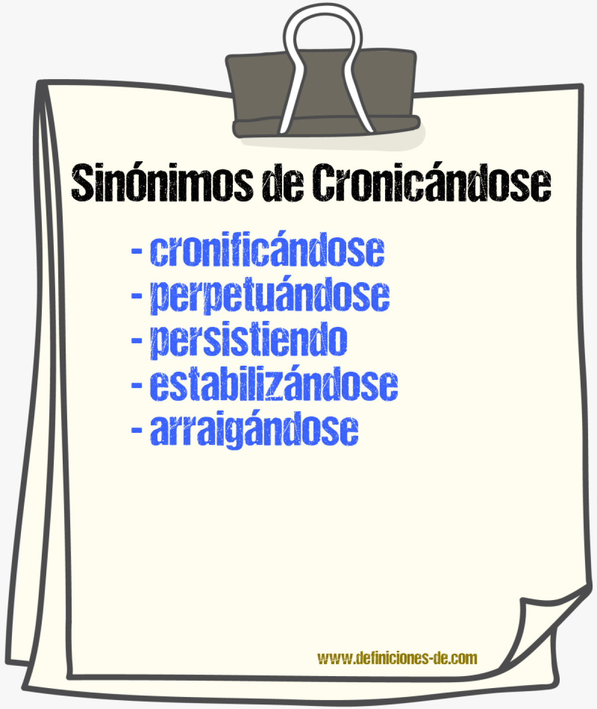 Sinónimos de cronicándose