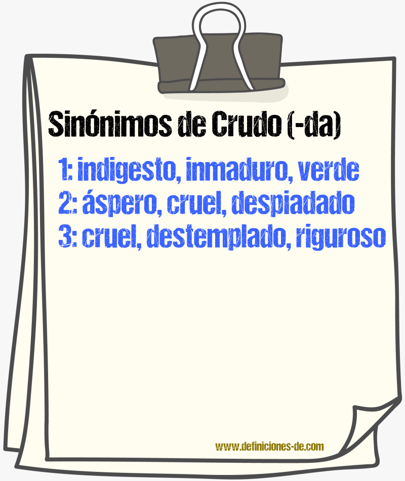 Sinnimos de crudo