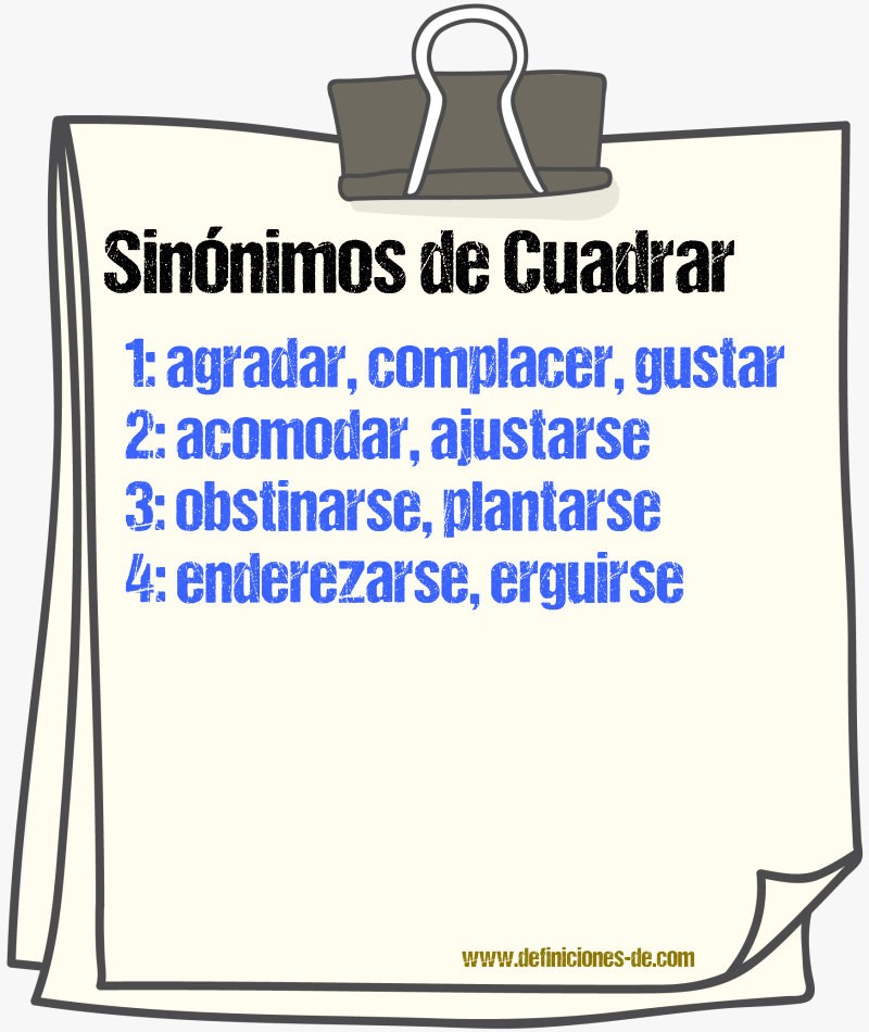 Sinnimos de cuadrar