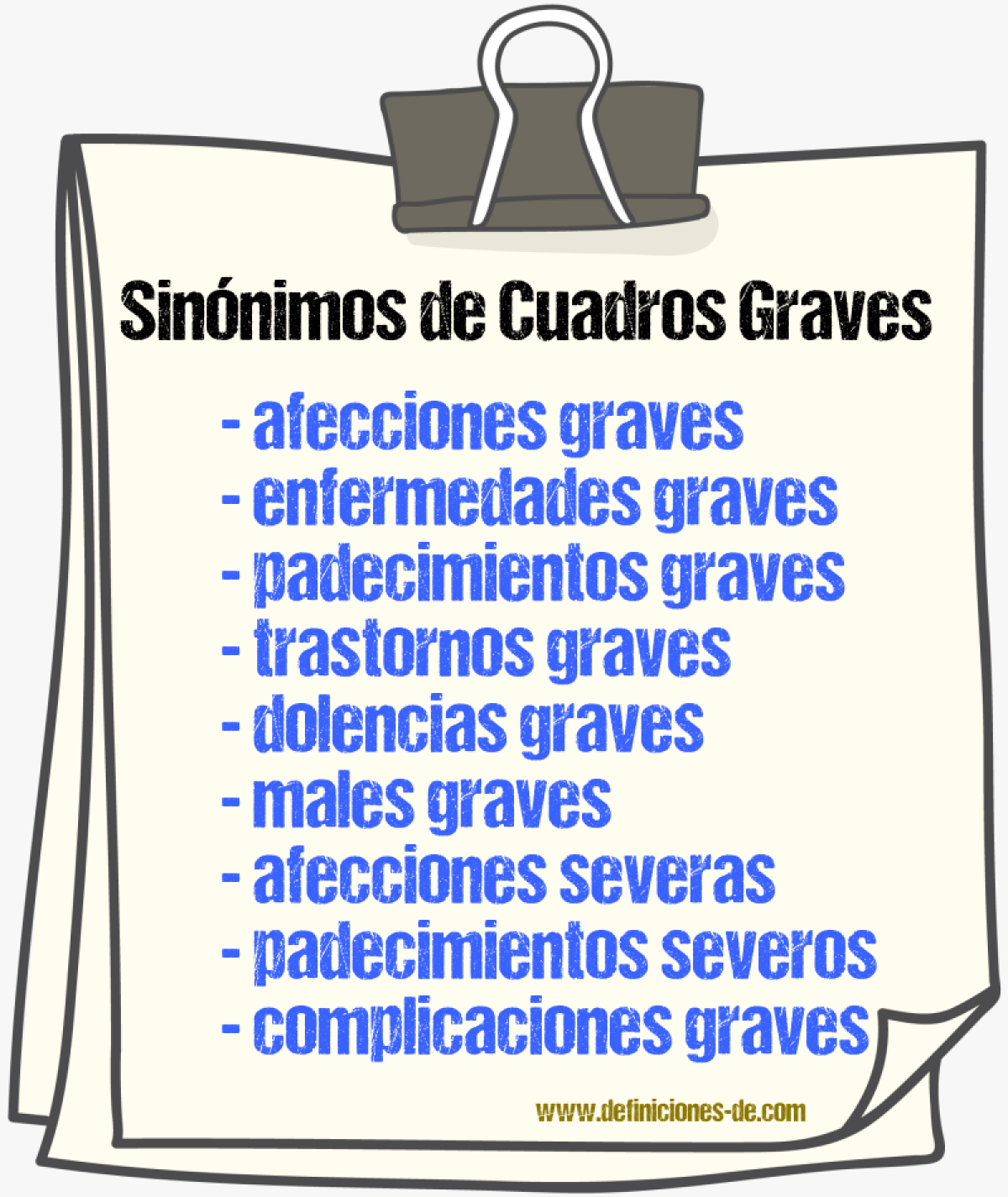 Sinónimos de cuadros graves
