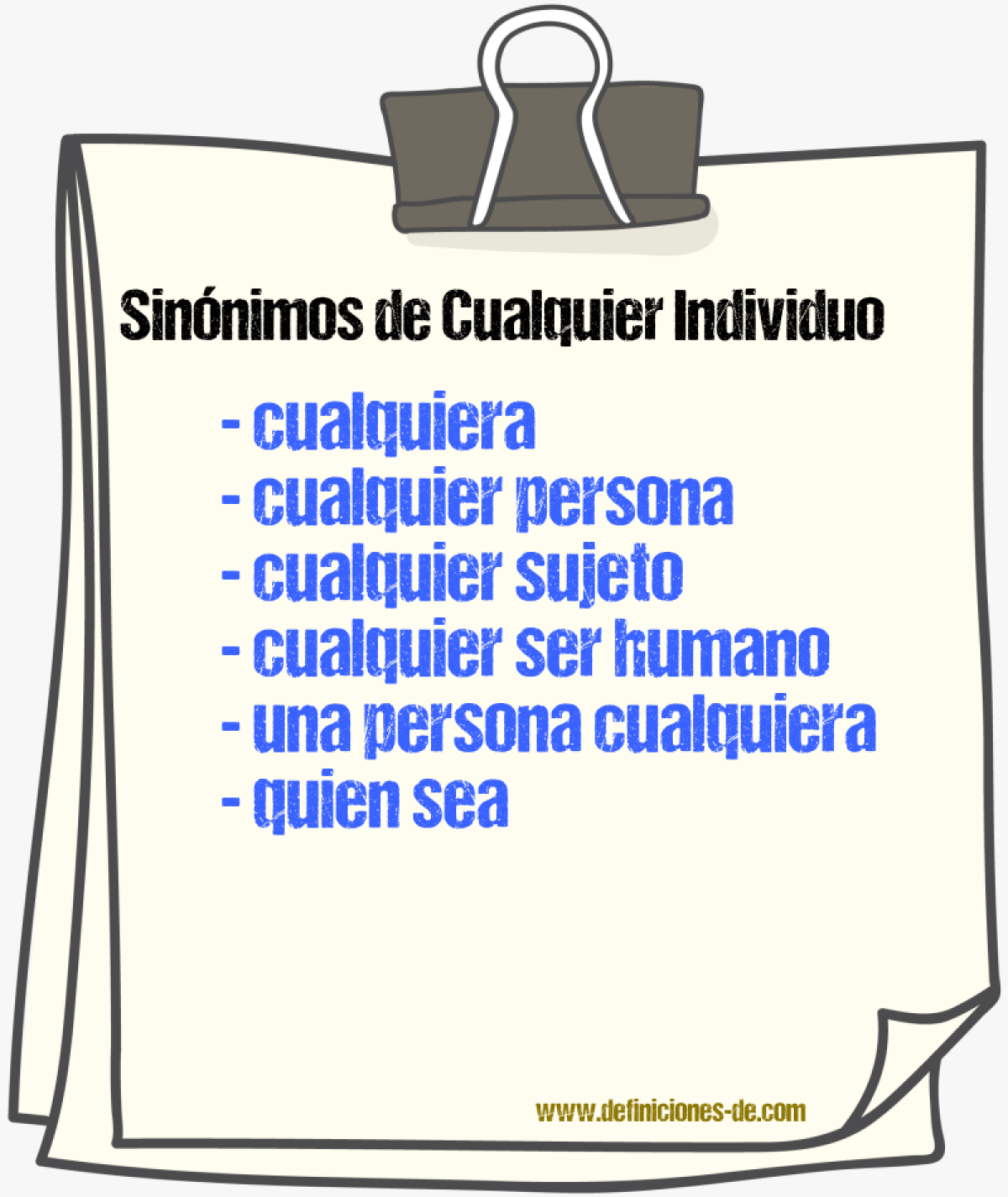 Sinónimos de cualquier individuo