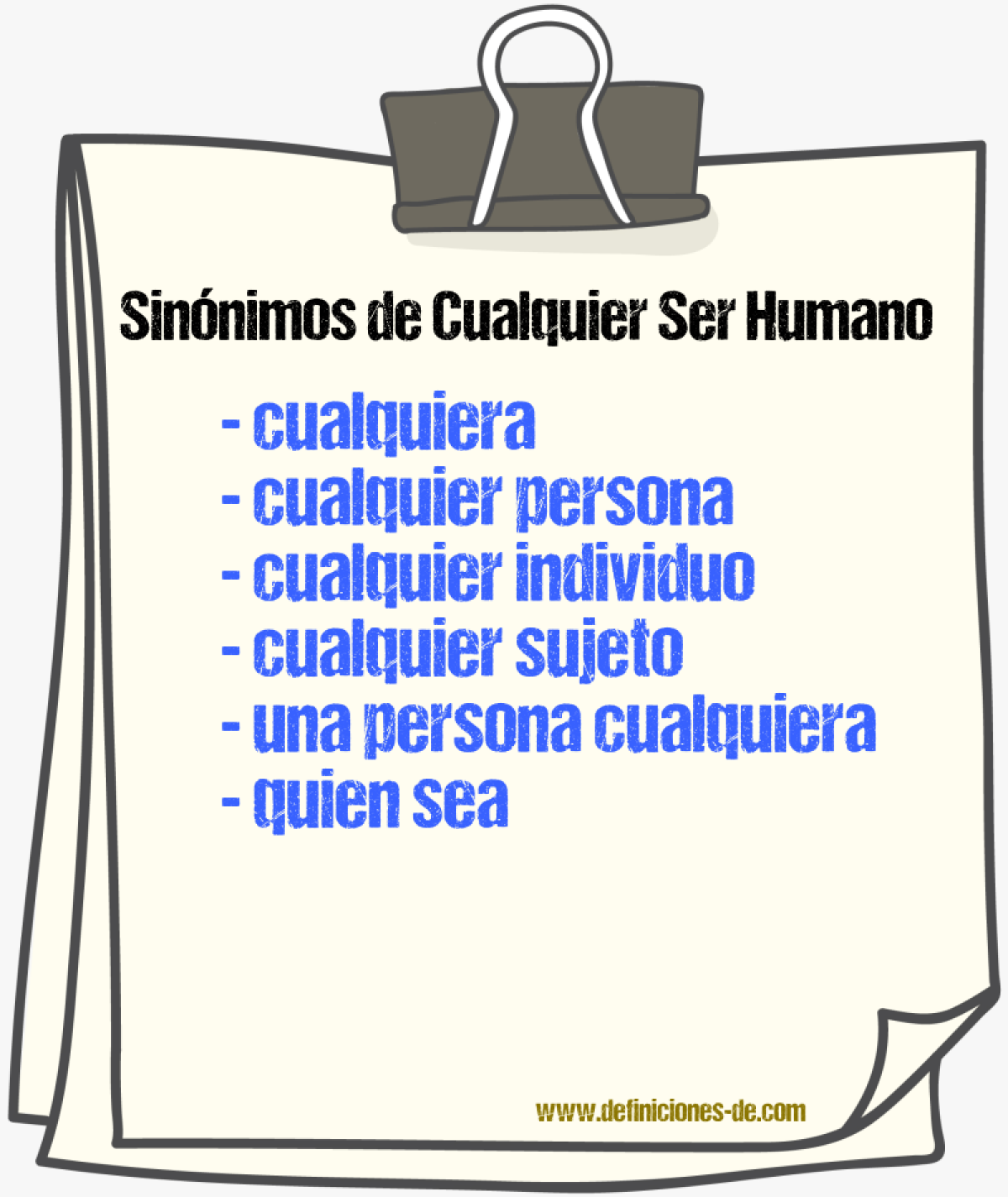Sinónimos de cualquier ser humano