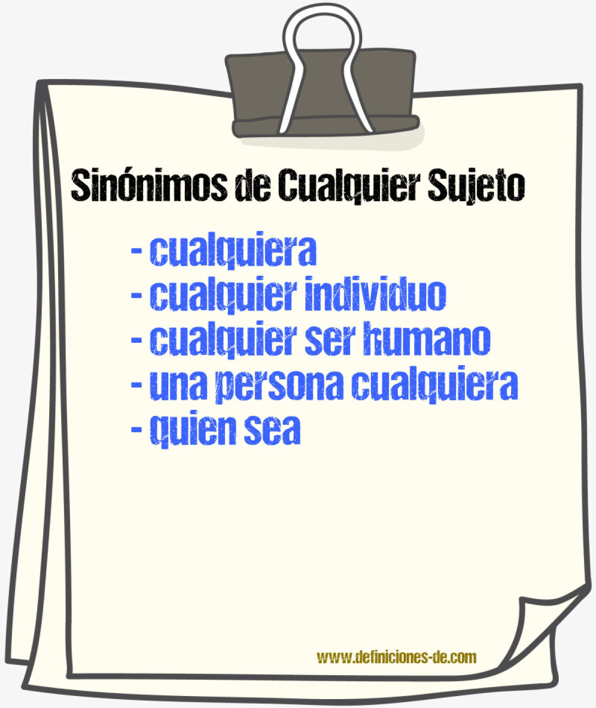 Sinónimos de cualquier sujeto