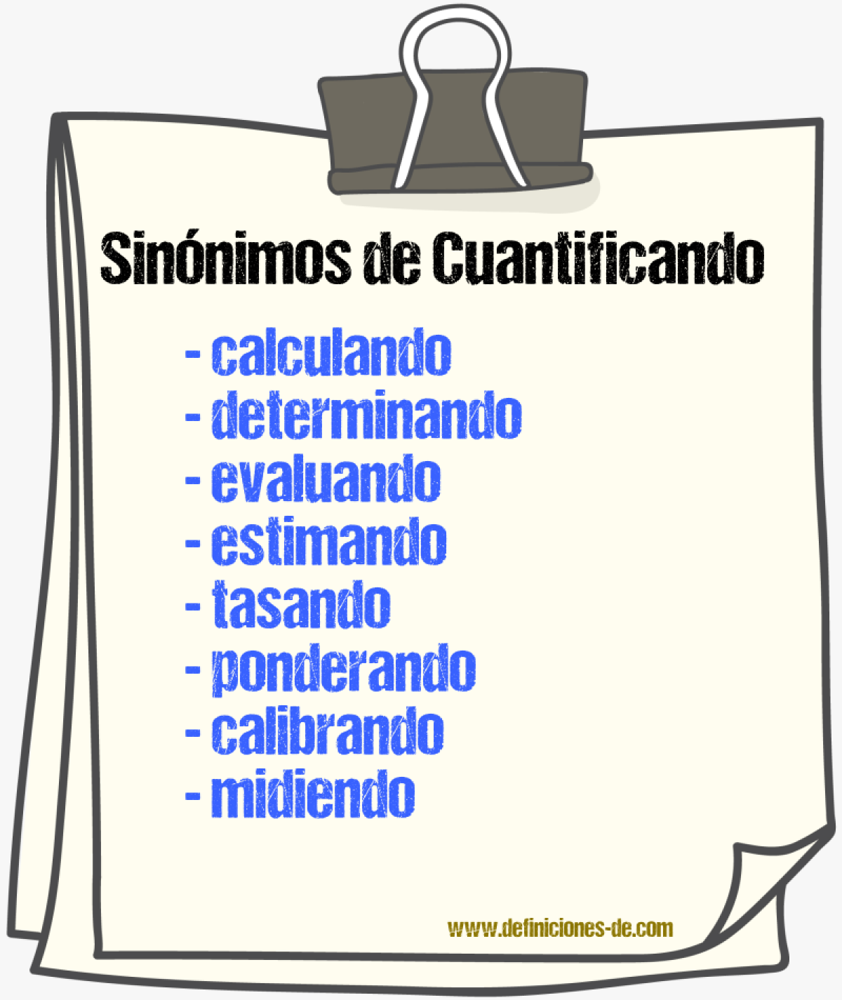 Sinónimos de cuantificando