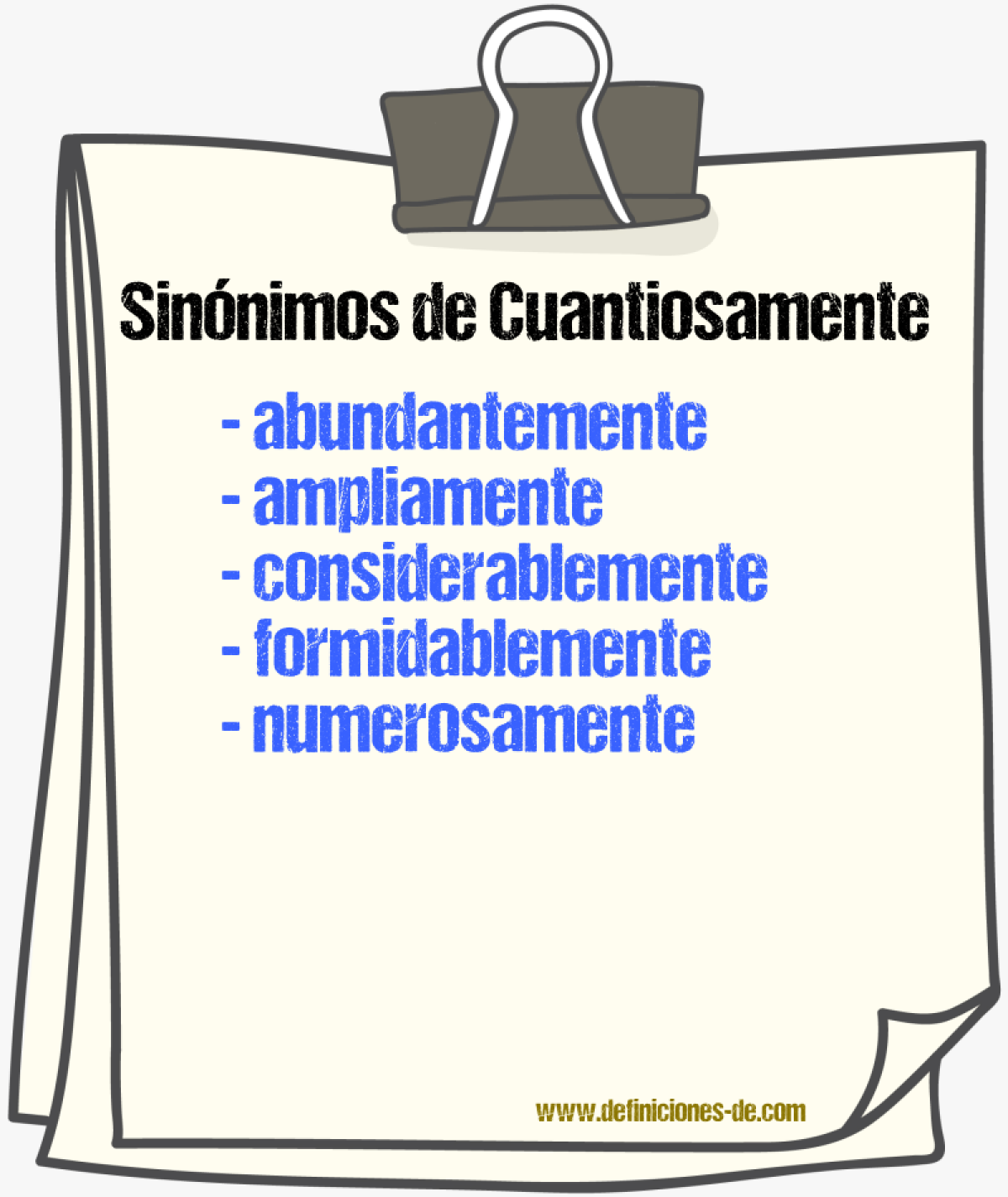 Sinnimos de cuantiosamente