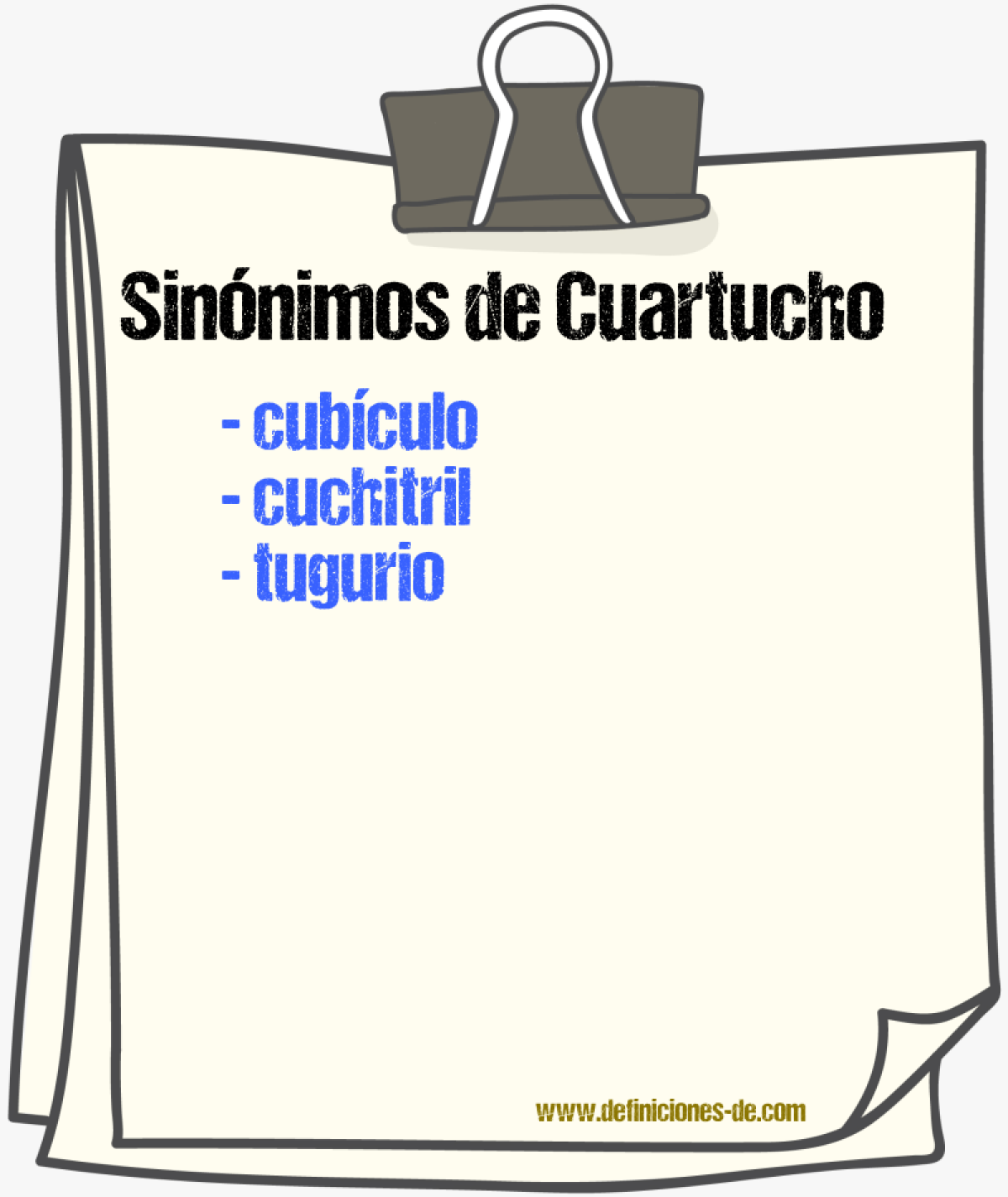 Sinnimos de cuartucho