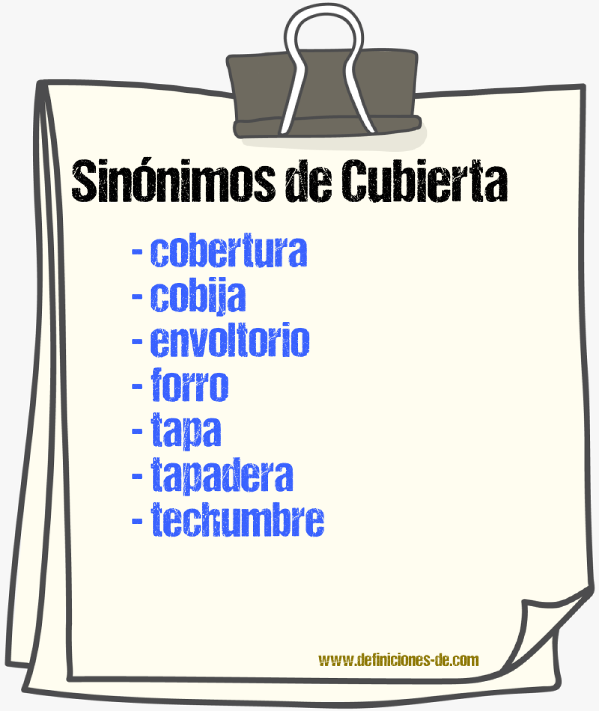 Sinnimos de cubierta