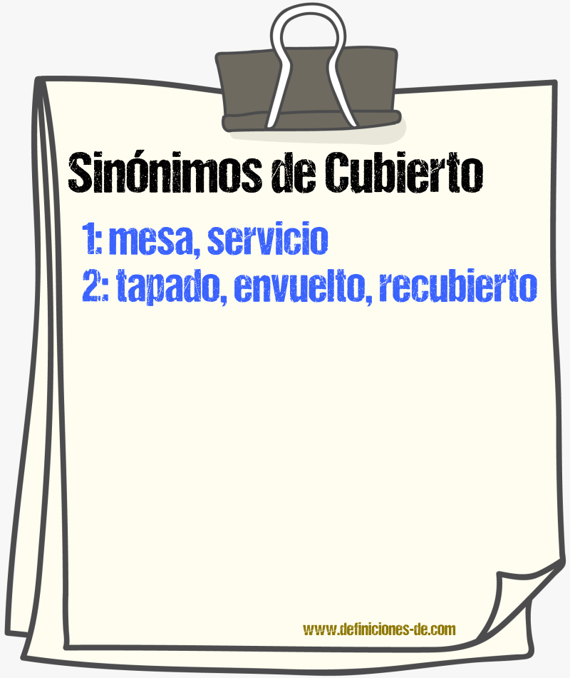 Sinnimos de cubierto