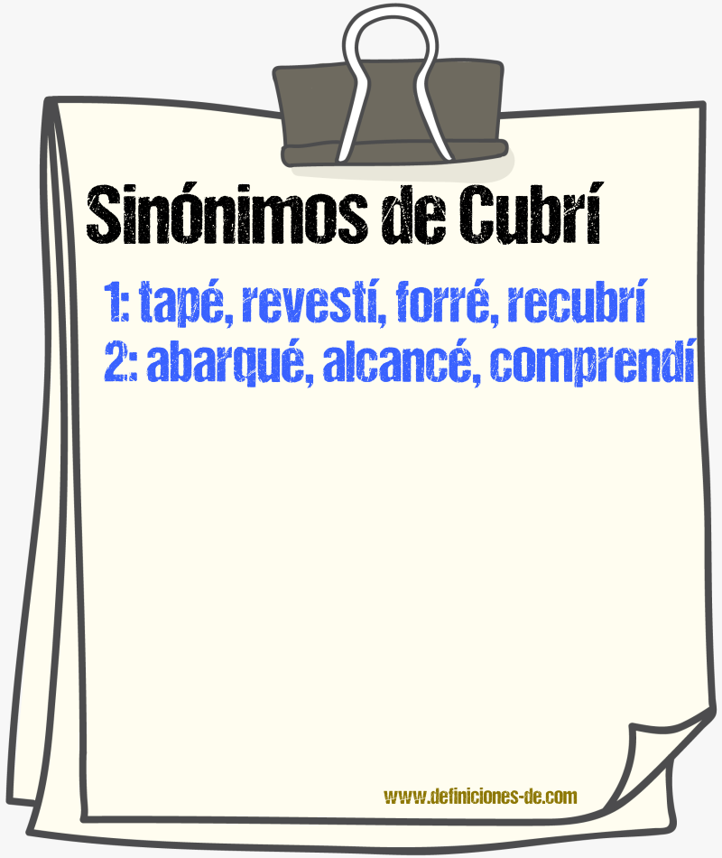 Sinónimos de cubrí