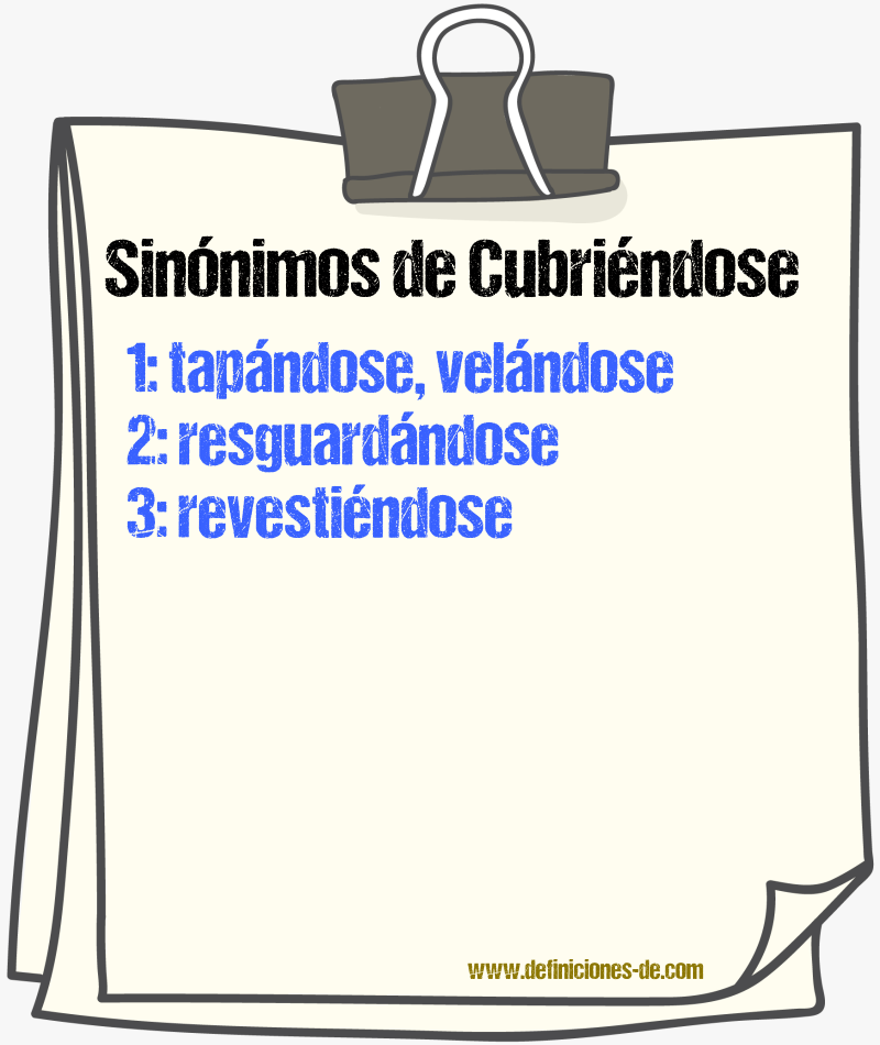 Sinónimos de cubriéndose