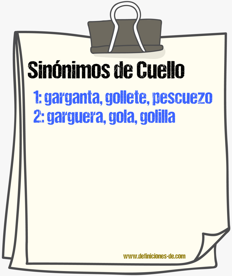 Sinnimos de cuello