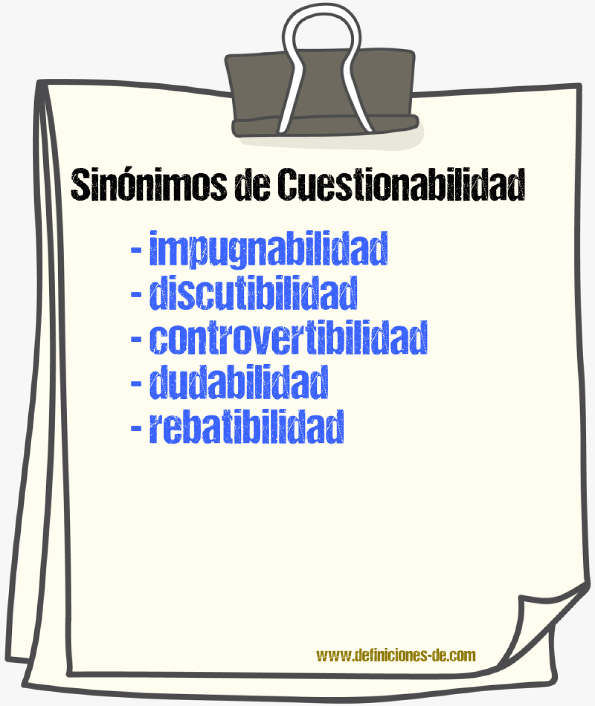Sinónimos de cuestionabilidad