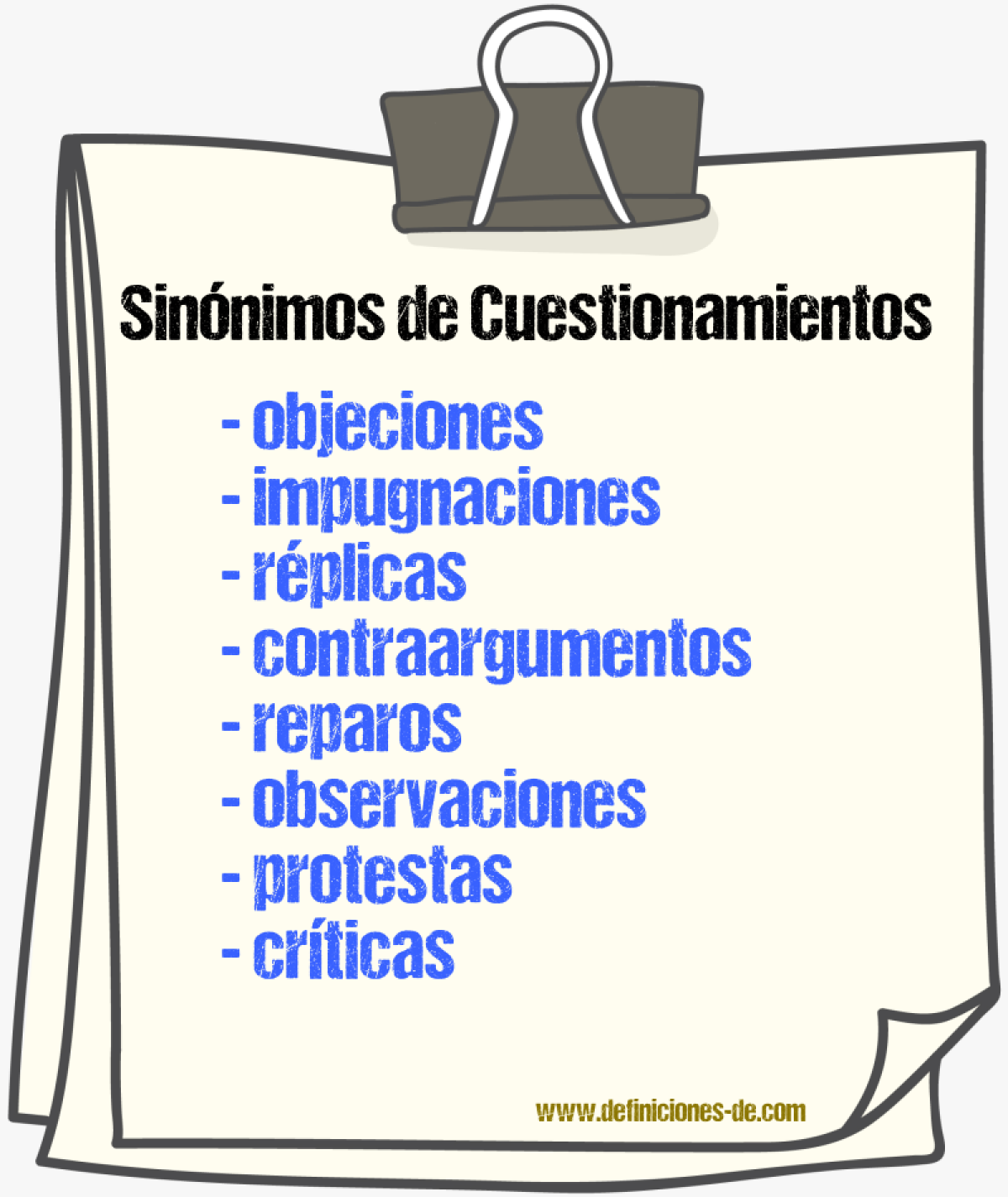 Sinónimos de cuestionamientos