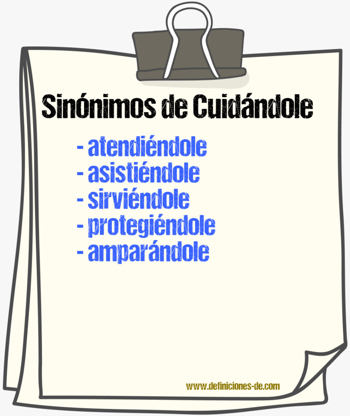 Sinónimos de cuidándole