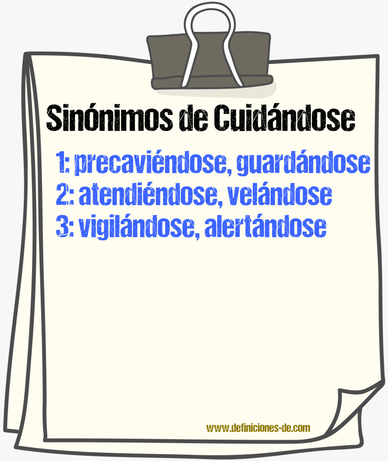 Sinónimos de cuidándose