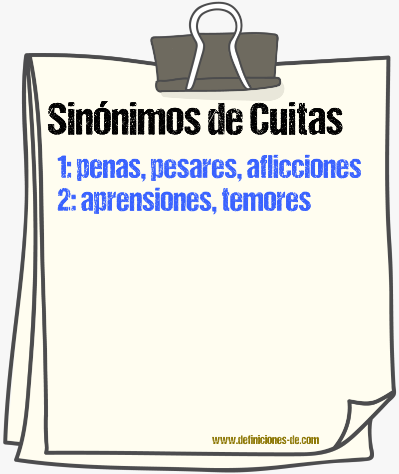 Sinónimos de cuitas