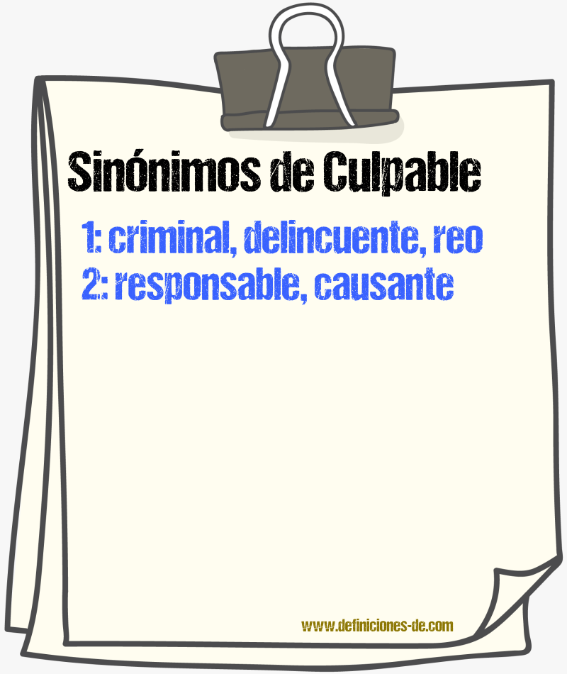 Sinnimos de culpable