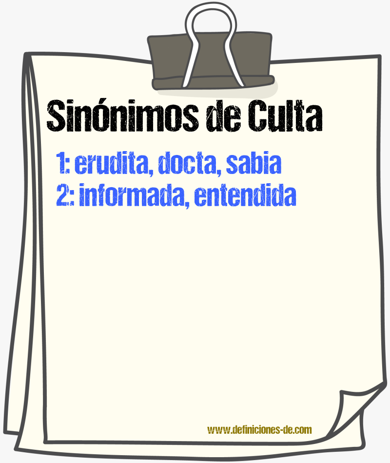 Sinónimos de culta