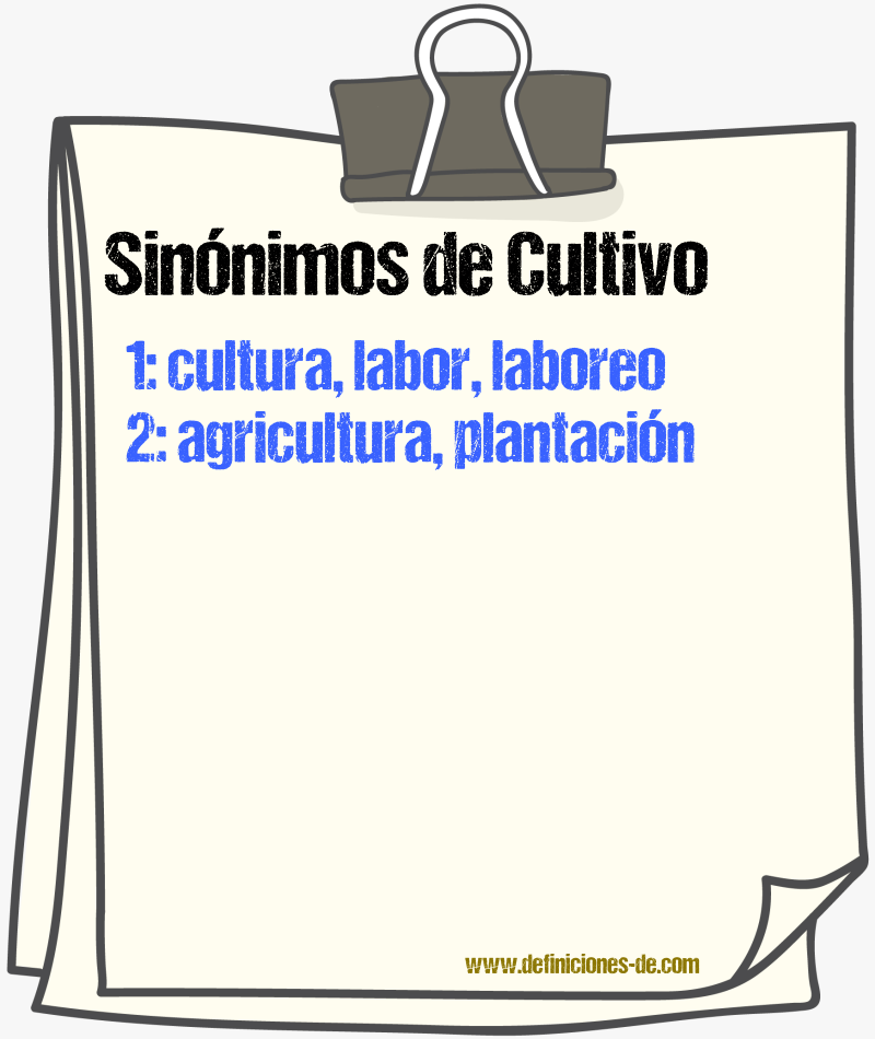 Sinnimos de cultivo