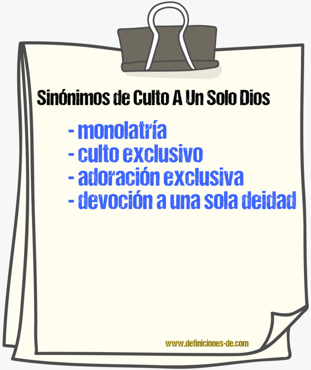 Sinónimos de culto a un solo dios