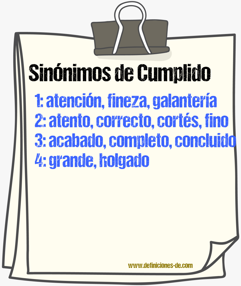 Sinnimos de cumplido