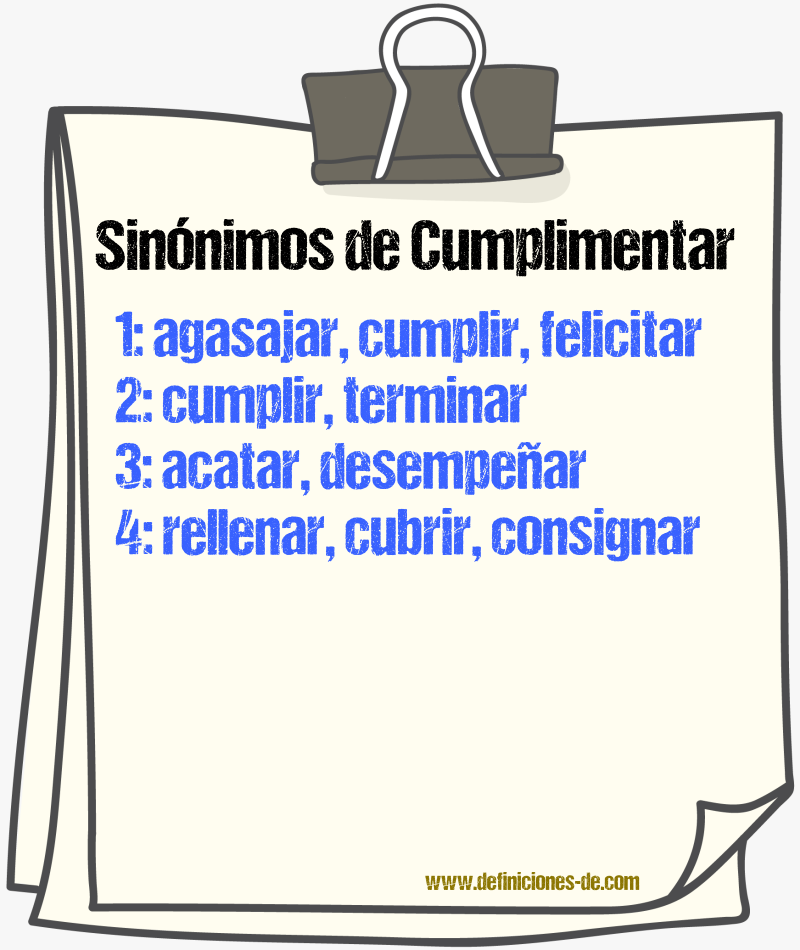 Sinnimos de cumplimentar