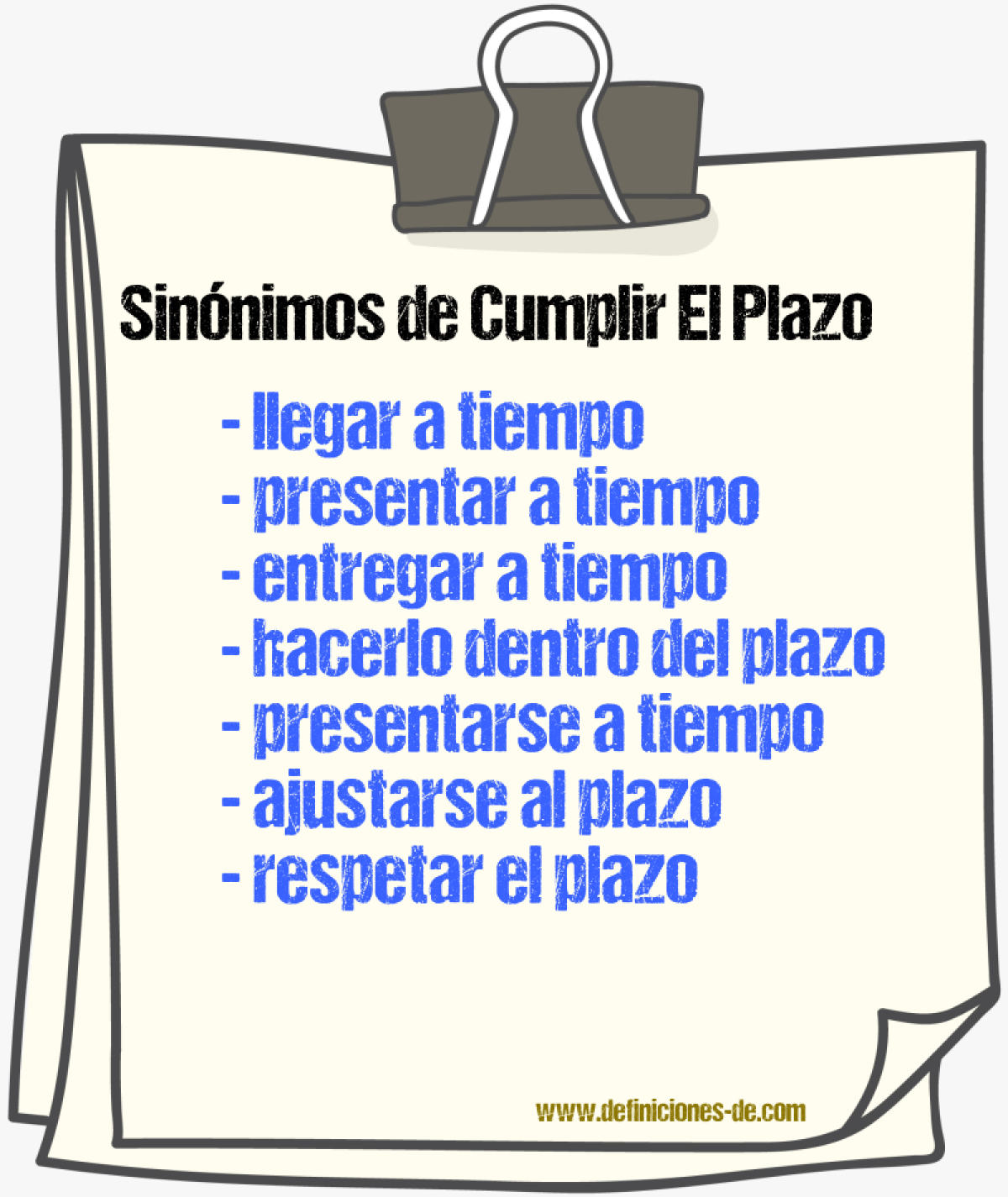 Sinónimos de cumplir el plazo