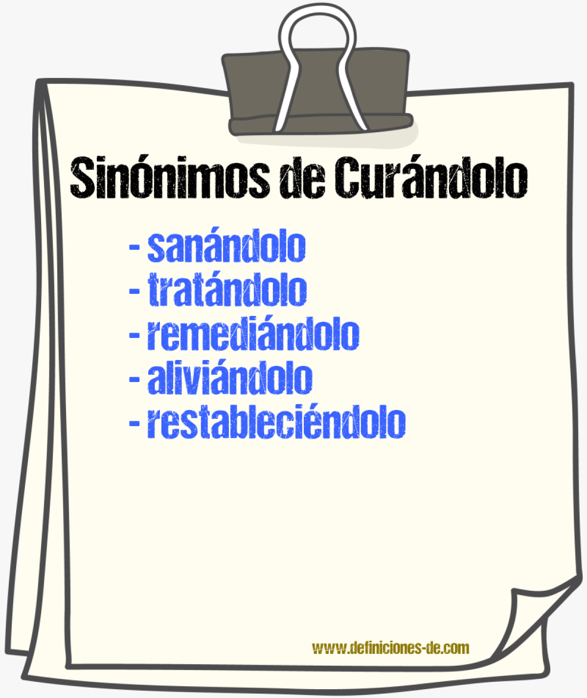 Sinónimos de curándolo