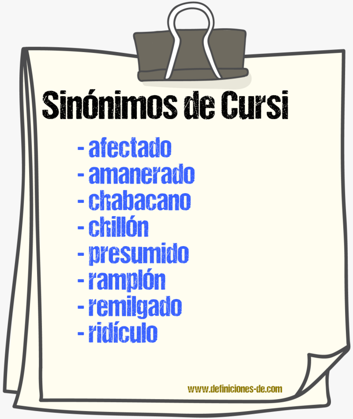 Sinnimos de cursi