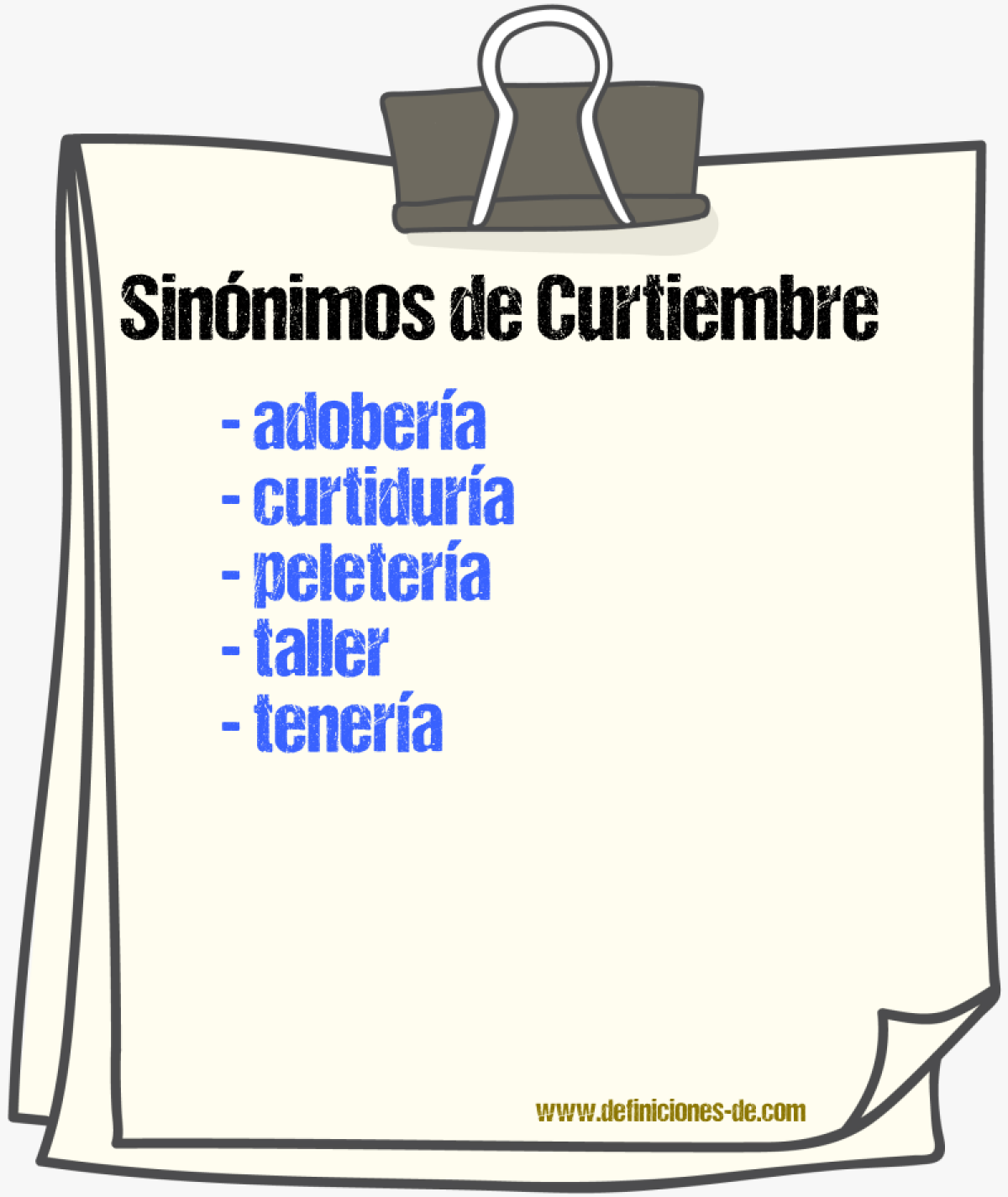 Sinnimos de curtiembre