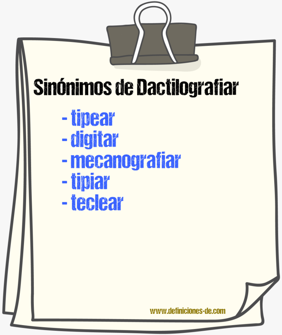 Sinnimos de dactilografiar