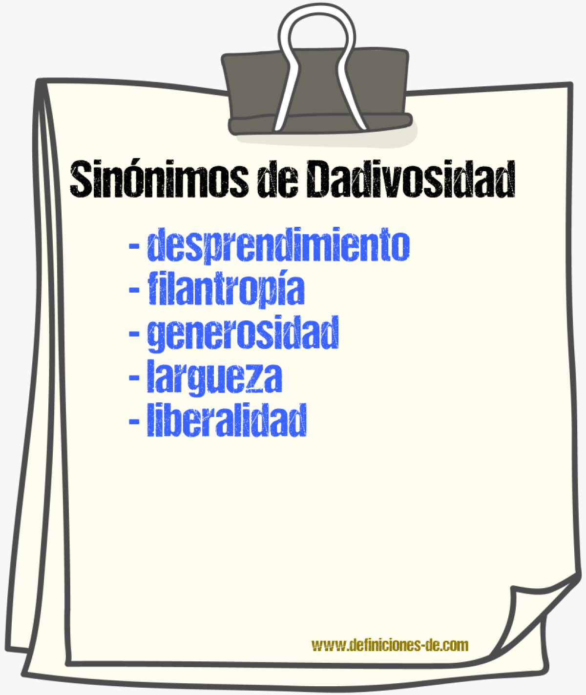 Sinnimos de dadivosidad