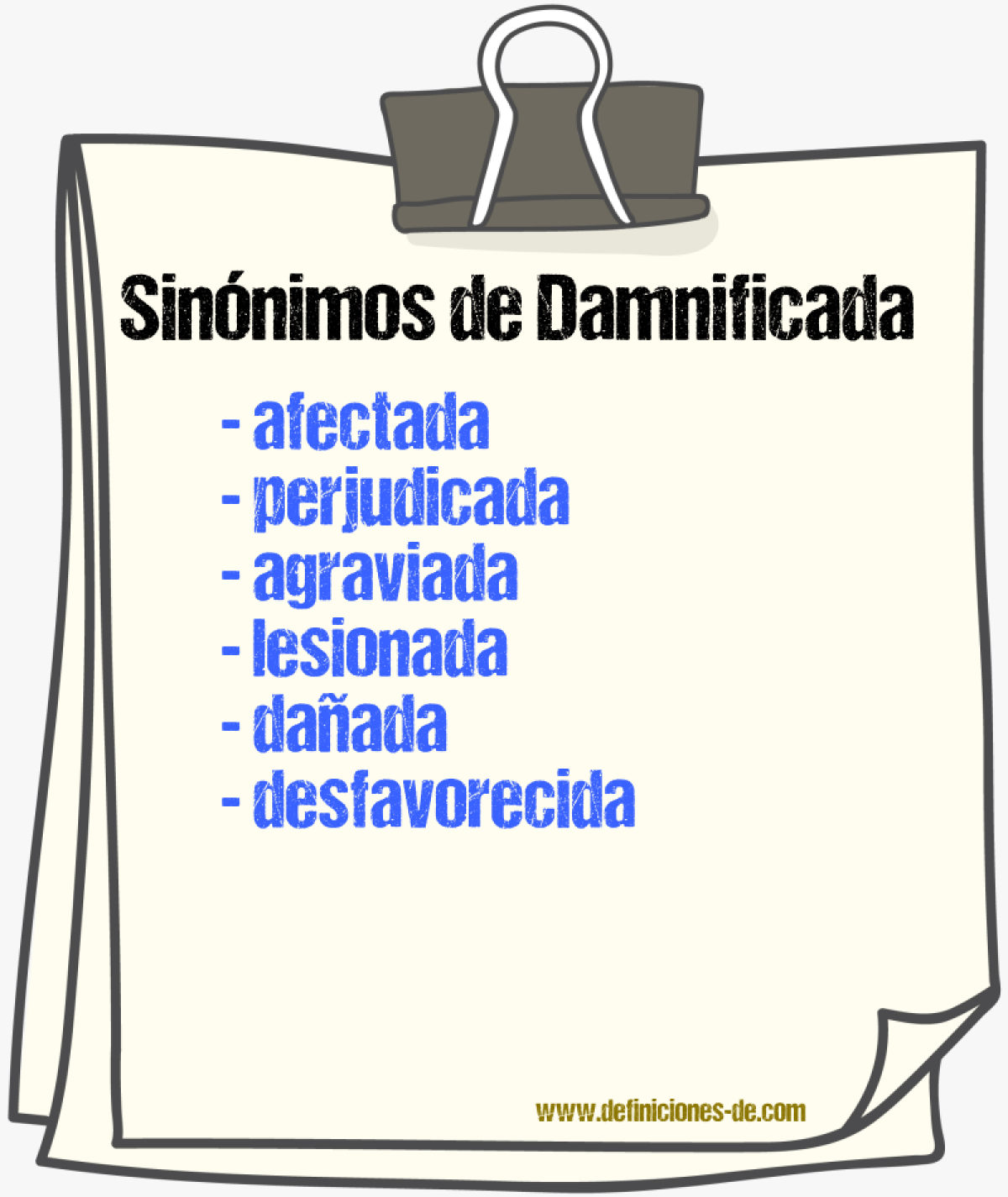 Sinónimos de damnificada