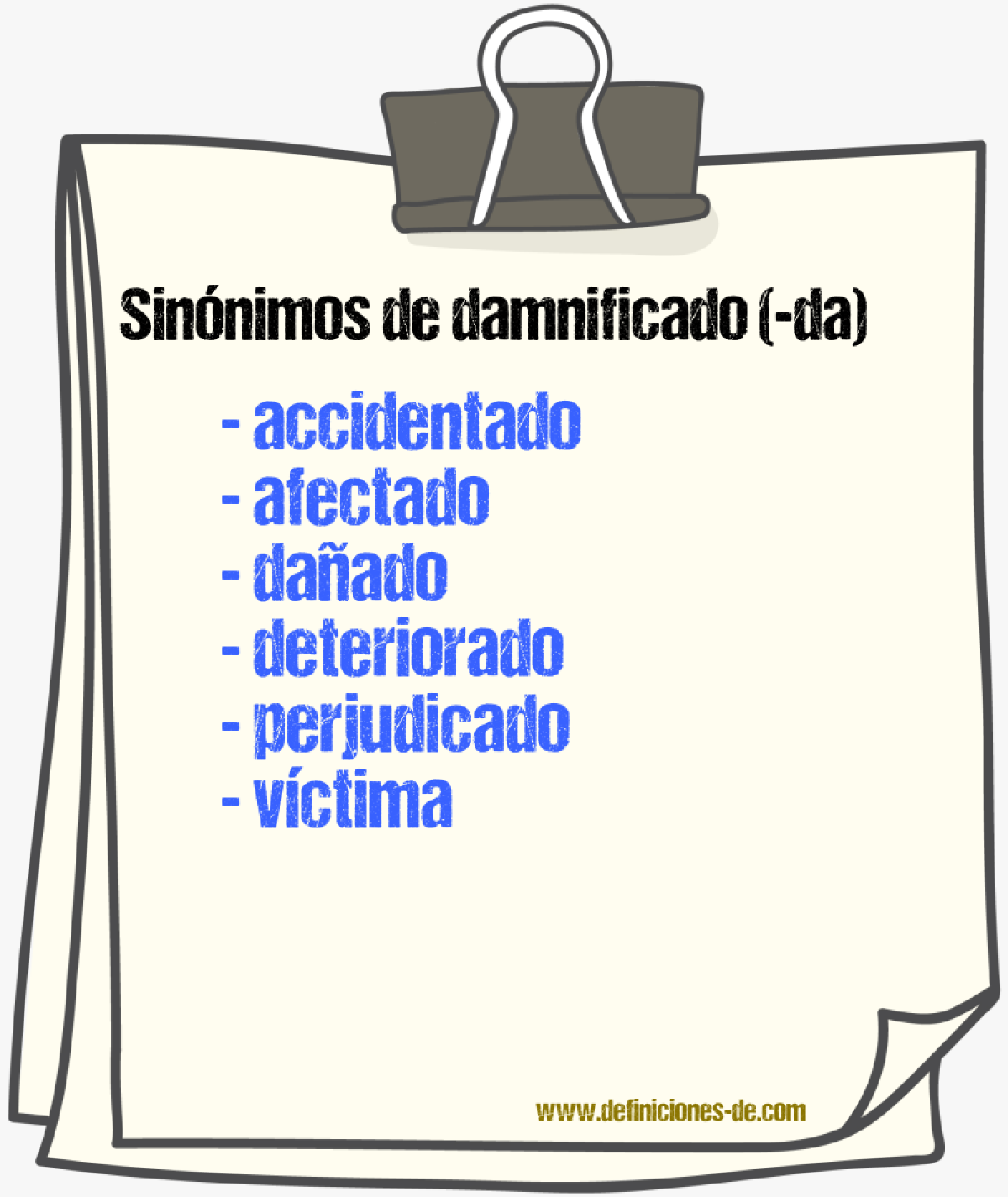 Sinnimos de damnificado