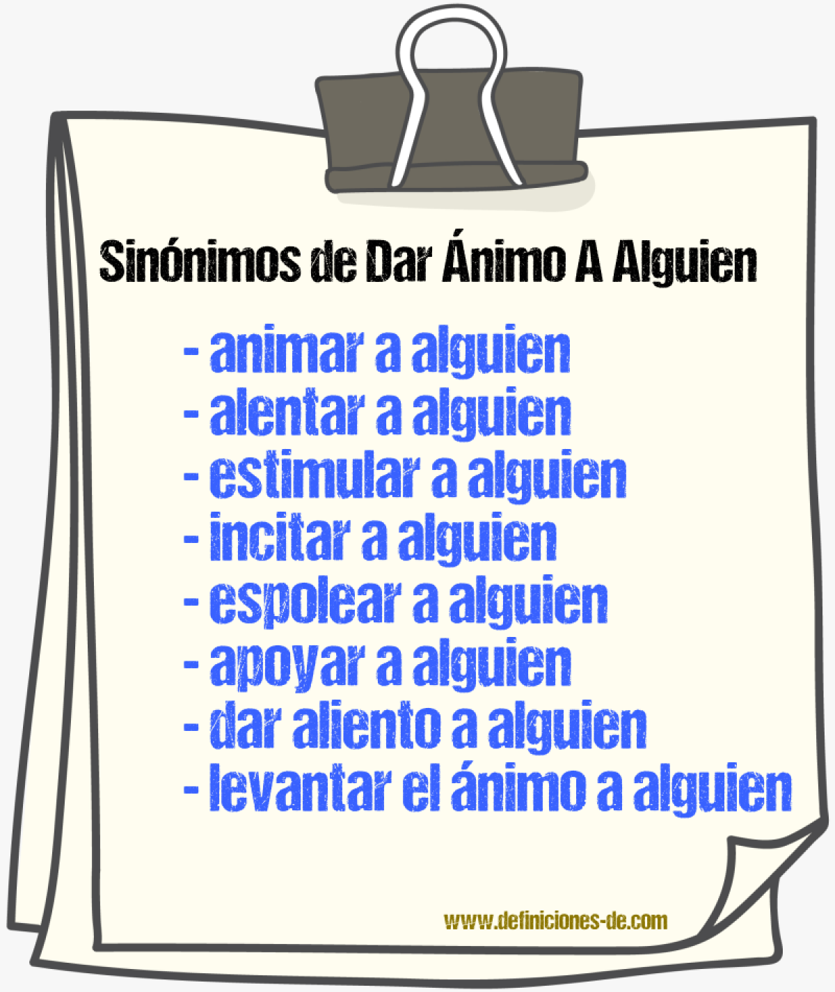 Sinónimos de dar ánimo a alguien