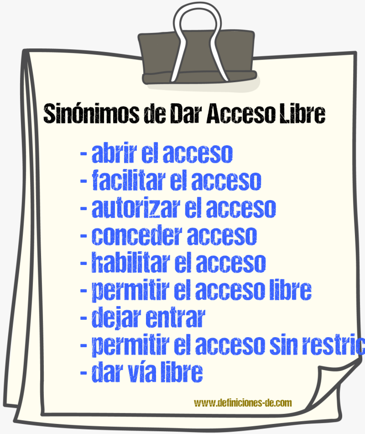 Sinónimos de dar acceso libre