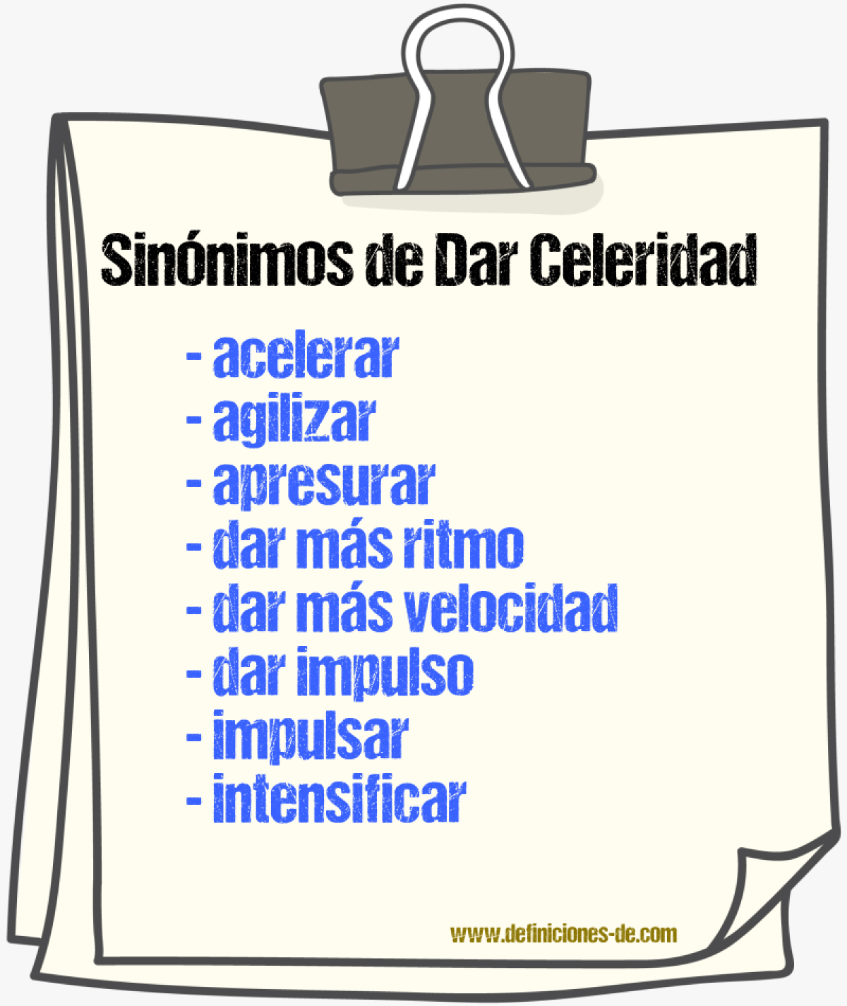 Sinónimos de dar celeridad