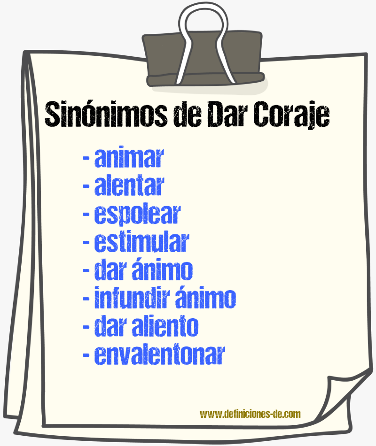 Sinónimos de dar coraje
