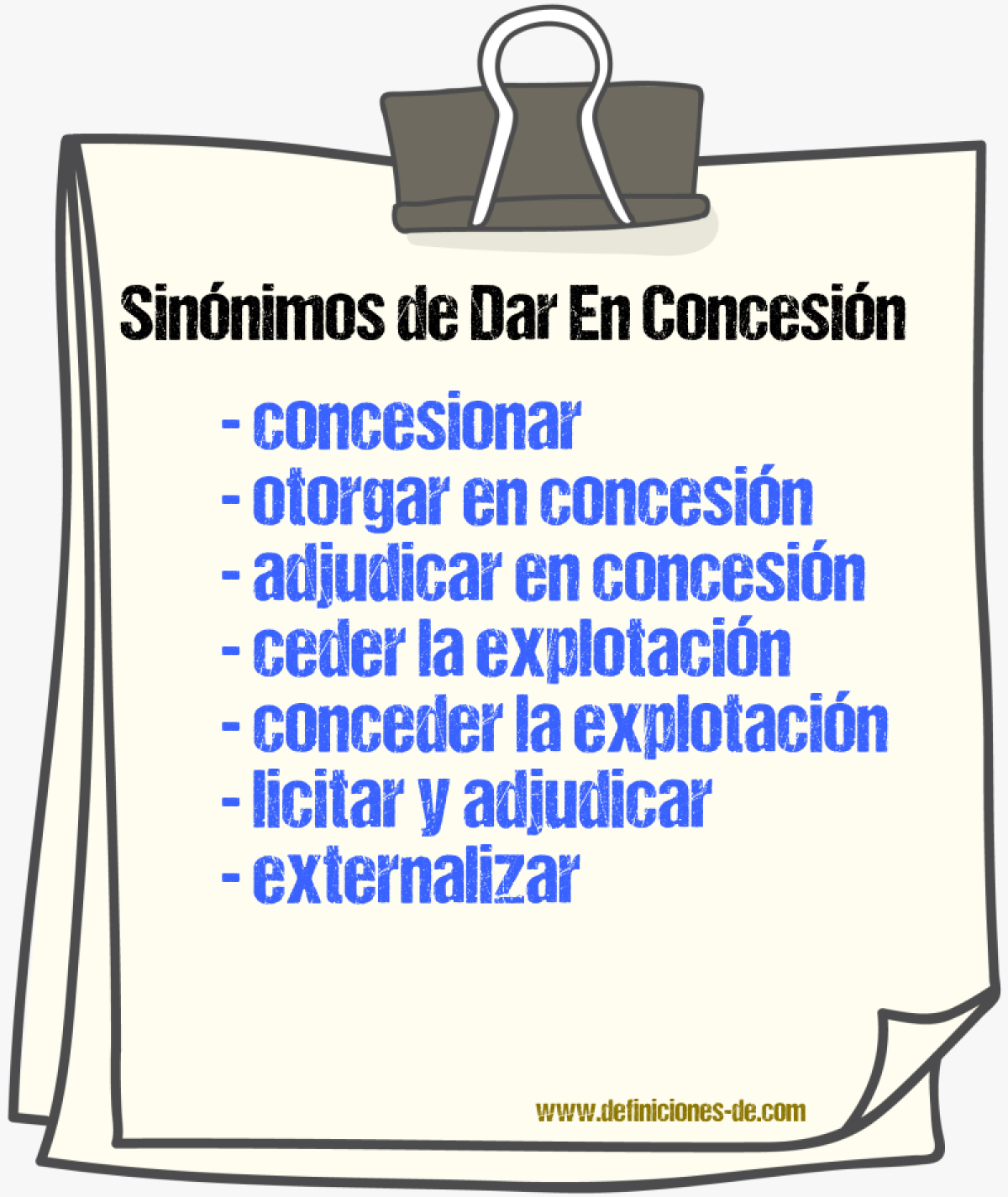 Sinónimos de dar en concesión