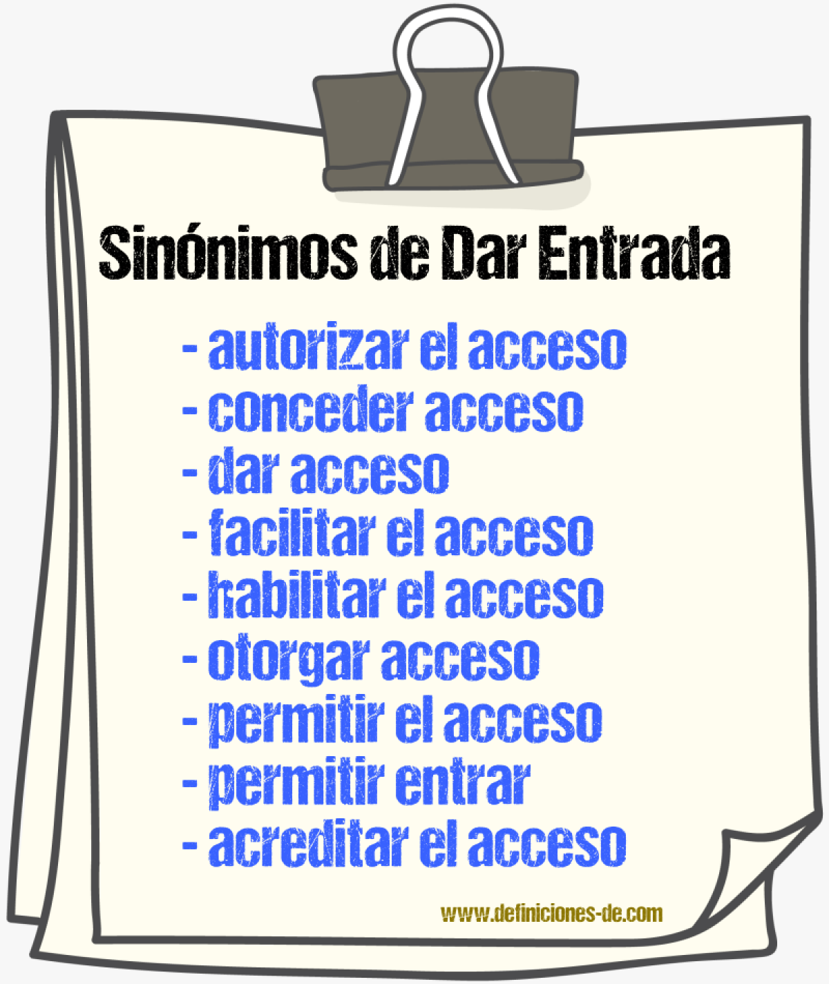 Sinónimos de dar entrada