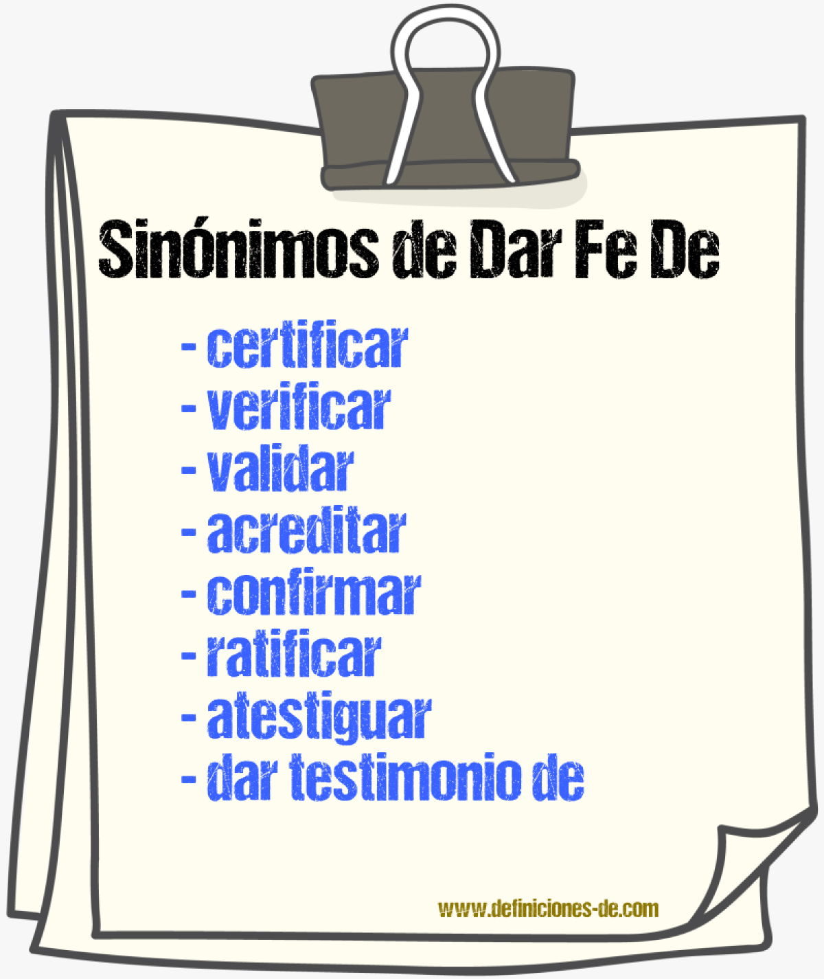 Sinónimos de dar fe de