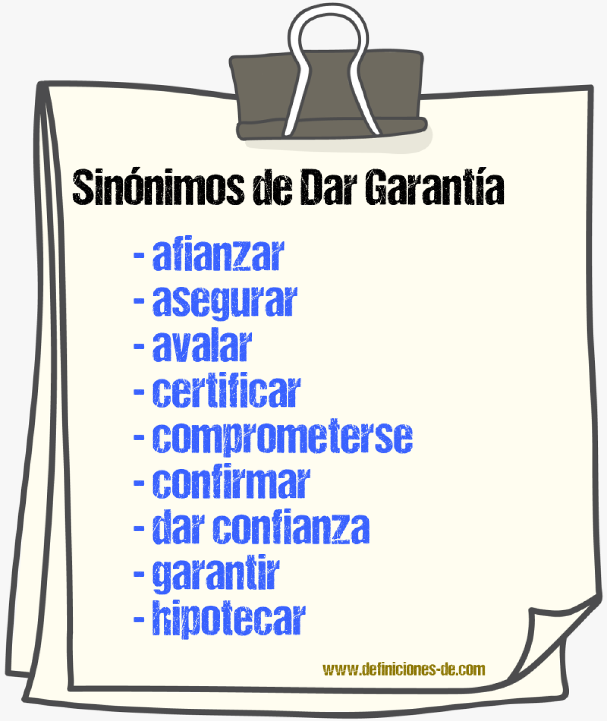 Sinnimos de dar garanta