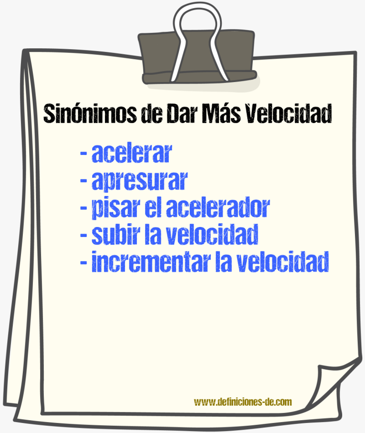Sinónimos de dar más velocidad