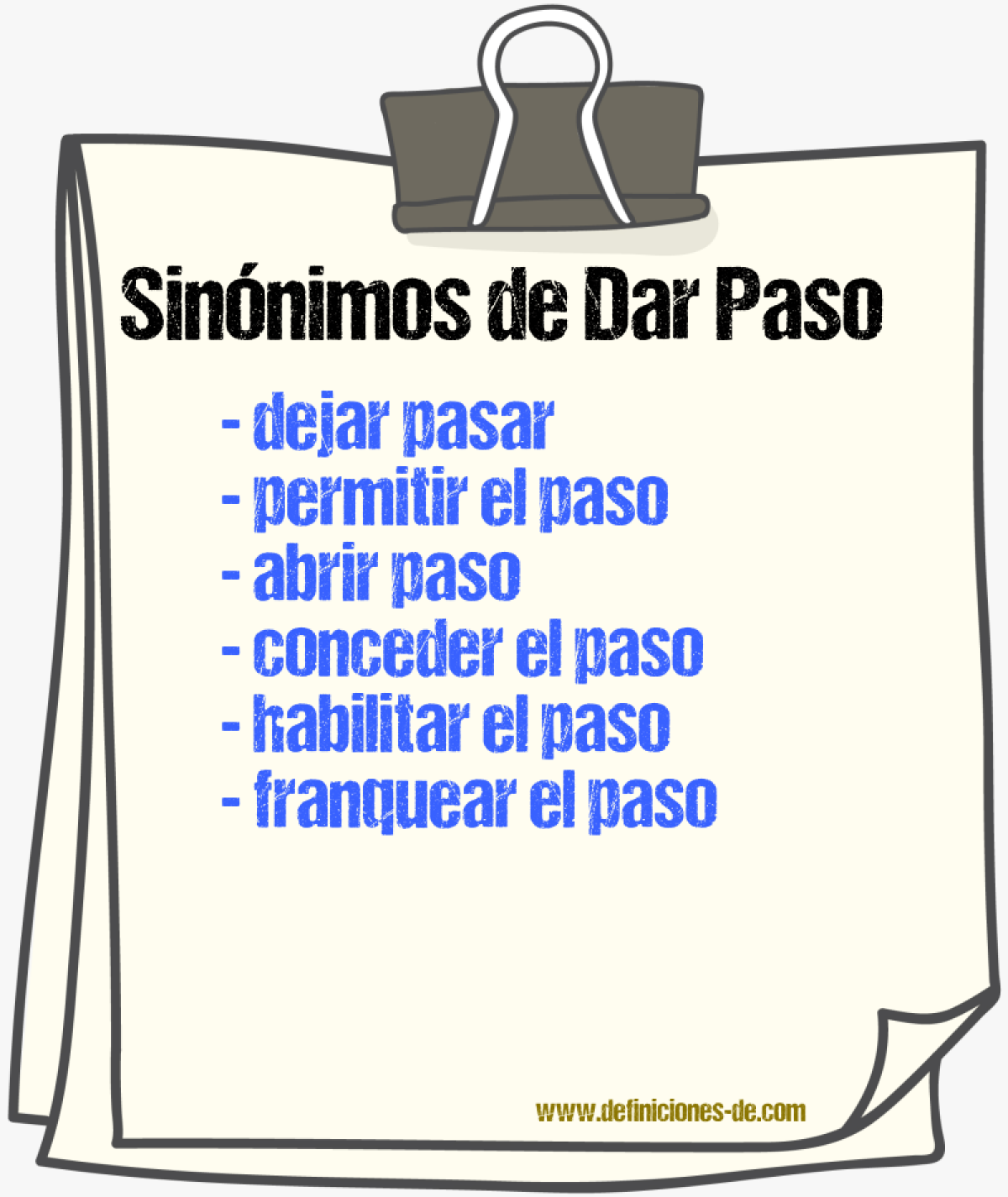 Sinónimos de dar paso