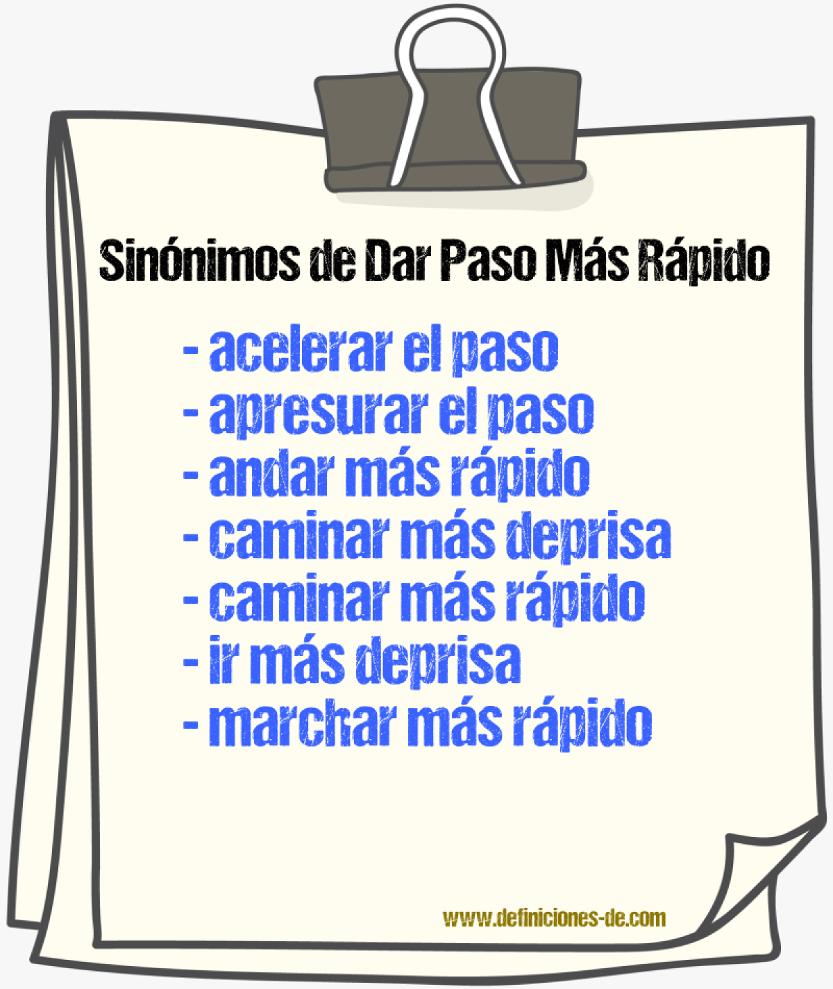 Sinónimos de dar paso más rápido