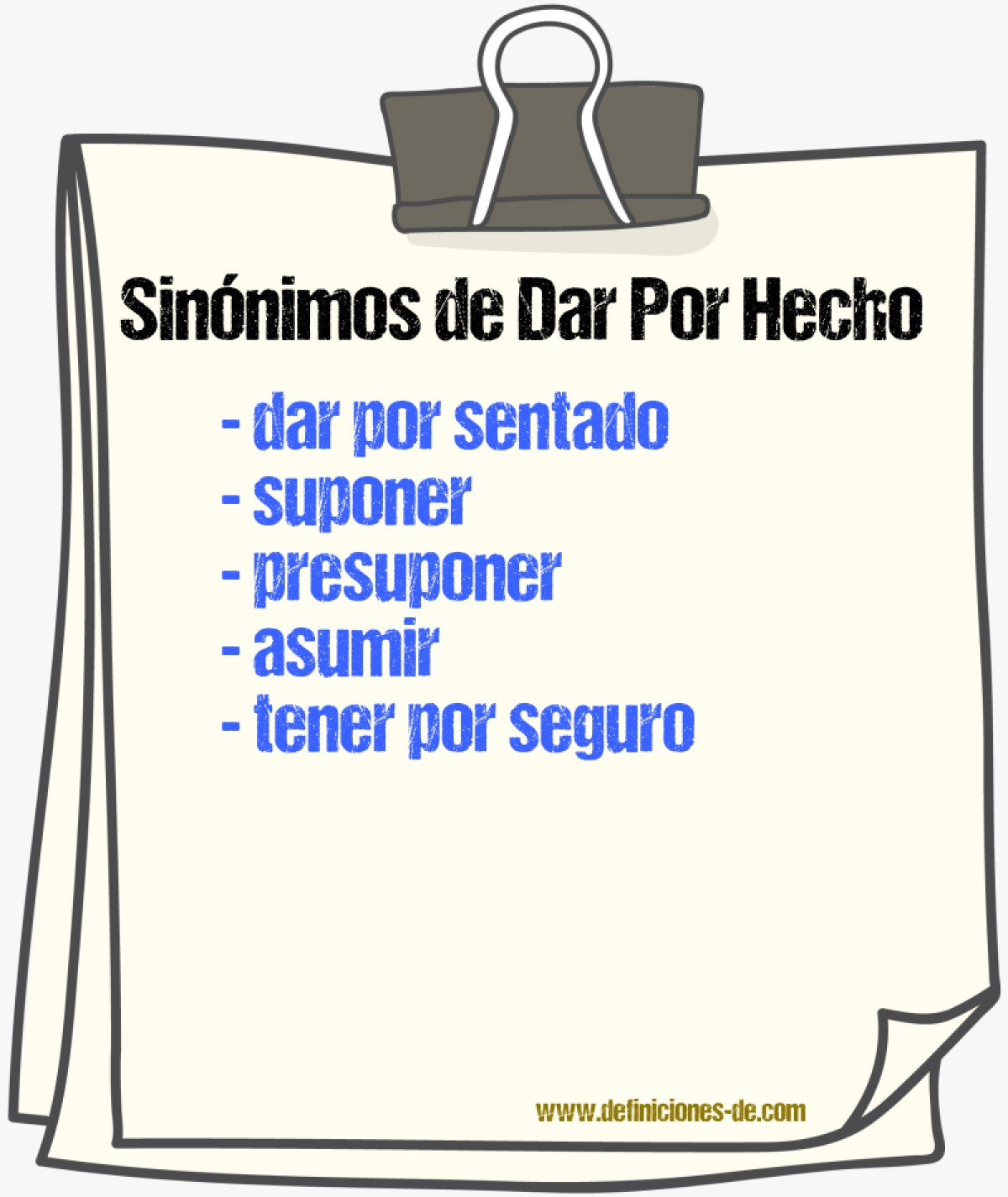 Sinónimos de dar por hecho